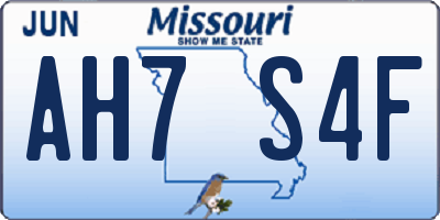 MO license plate AH7S4F
