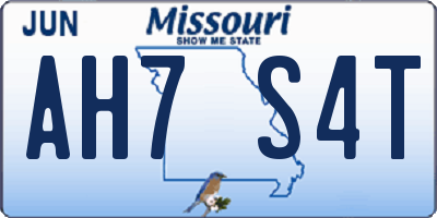 MO license plate AH7S4T