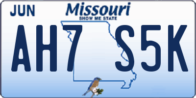 MO license plate AH7S5K