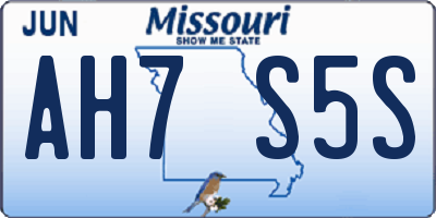 MO license plate AH7S5S