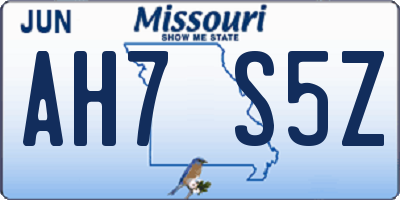 MO license plate AH7S5Z