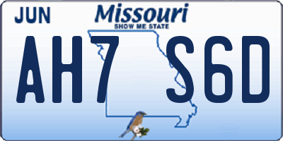 MO license plate AH7S6D