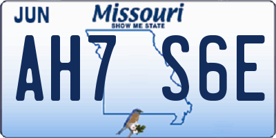 MO license plate AH7S6E