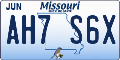 MO license plate AH7S6X