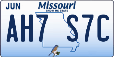 MO license plate AH7S7C