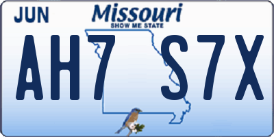 MO license plate AH7S7X