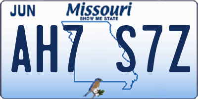 MO license plate AH7S7Z