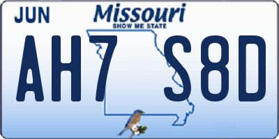 MO license plate AH7S8D
