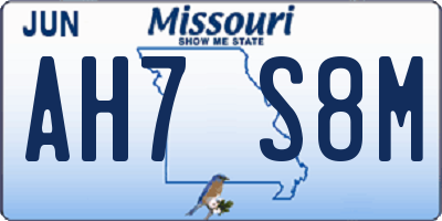 MO license plate AH7S8M