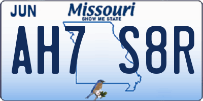 MO license plate AH7S8R