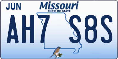 MO license plate AH7S8S