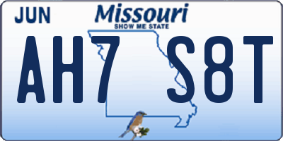 MO license plate AH7S8T
