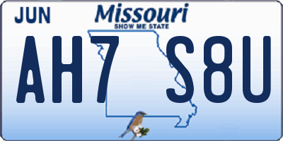 MO license plate AH7S8U