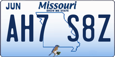 MO license plate AH7S8Z