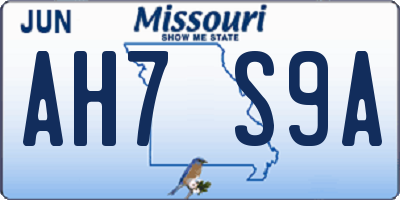 MO license plate AH7S9A
