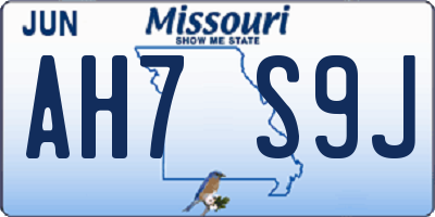 MO license plate AH7S9J