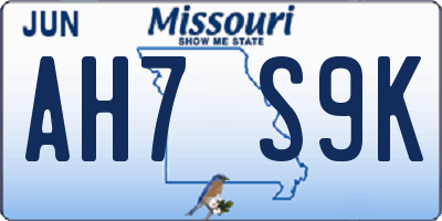 MO license plate AH7S9K