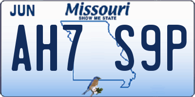 MO license plate AH7S9P