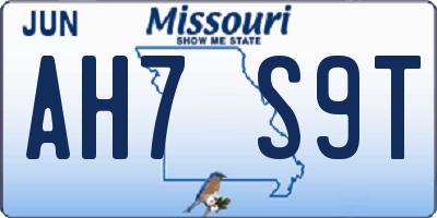 MO license plate AH7S9T