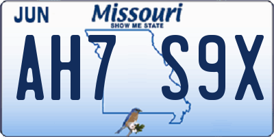 MO license plate AH7S9X