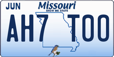 MO license plate AH7T0O