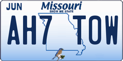 MO license plate AH7T0W