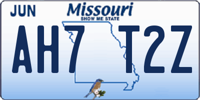 MO license plate AH7T2Z