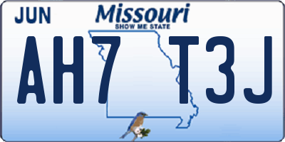MO license plate AH7T3J