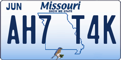 MO license plate AH7T4K