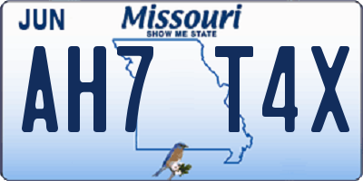 MO license plate AH7T4X