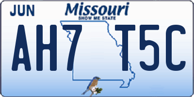 MO license plate AH7T5C