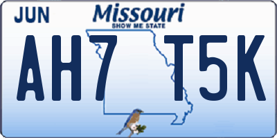 MO license plate AH7T5K