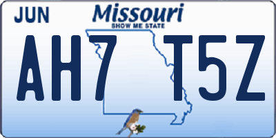 MO license plate AH7T5Z