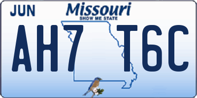 MO license plate AH7T6C