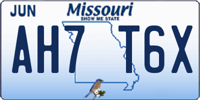 MO license plate AH7T6X