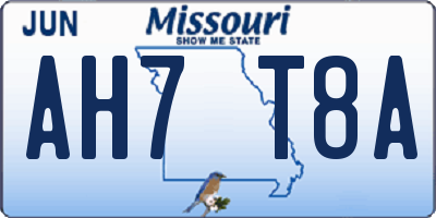 MO license plate AH7T8A