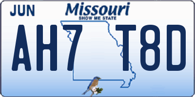 MO license plate AH7T8D
