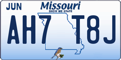 MO license plate AH7T8J