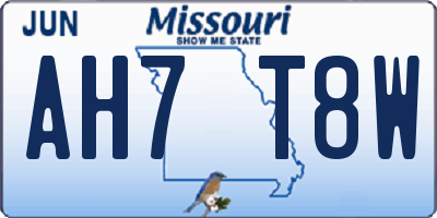 MO license plate AH7T8W