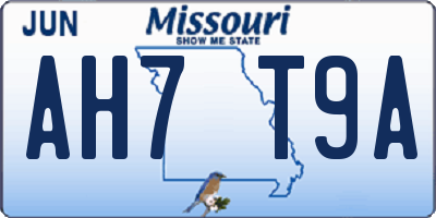 MO license plate AH7T9A