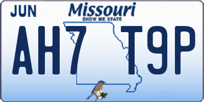 MO license plate AH7T9P