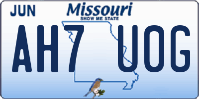 MO license plate AH7U0G