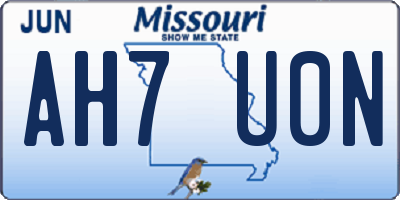 MO license plate AH7U0N