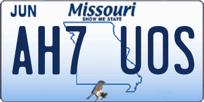MO license plate AH7U0S