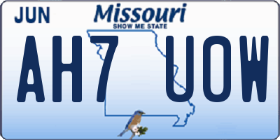 MO license plate AH7U0W
