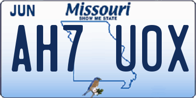 MO license plate AH7U0X