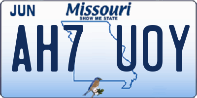 MO license plate AH7U0Y