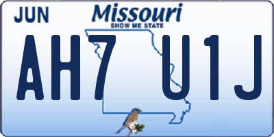MO license plate AH7U1J