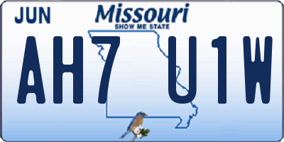 MO license plate AH7U1W