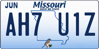 MO license plate AH7U1Z